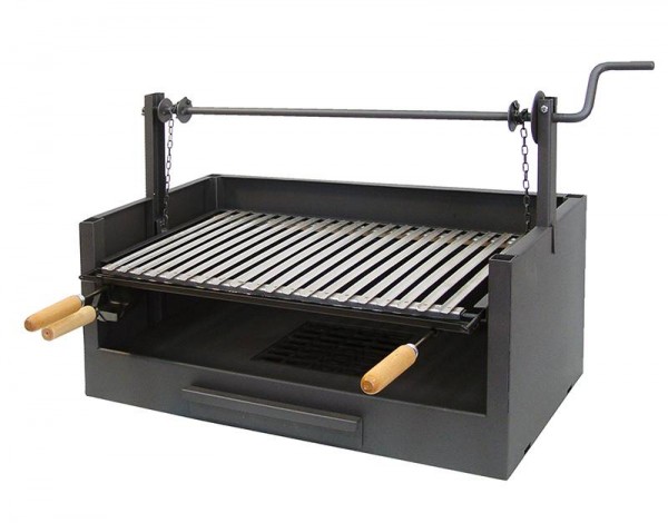 CAJÓN BARBACOA CON ELEVADOR Y PARRILLA INOX 73X40X50CMS