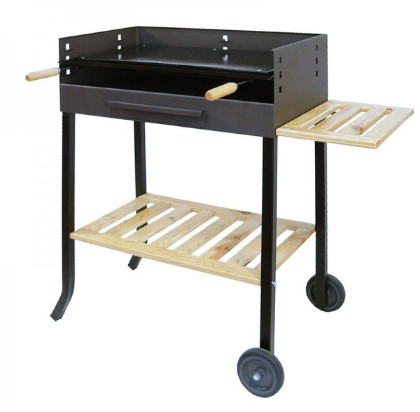 BARBACOA DE RUEDAS CON PLANCHA ESMALATA 